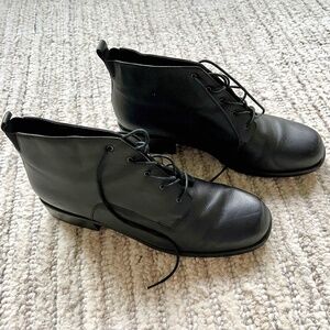 Vintage Black Leather Lace Up Booties, size 11